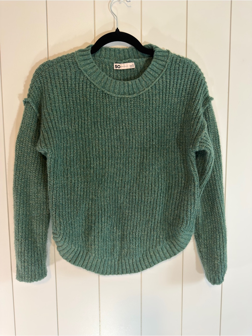SO Seafoam Green Ribbed Crewneck Sweater